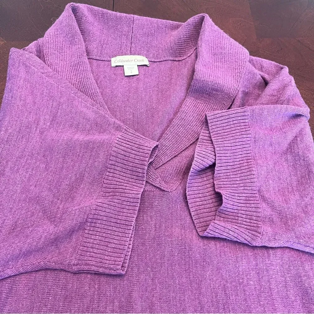 Coldwater Creek Sweater Womens Small / 8 Merino Wool Short Sleeve Shawl Collar